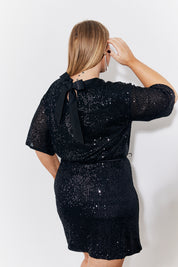 Sequin Tshirt with Satin Bow Back