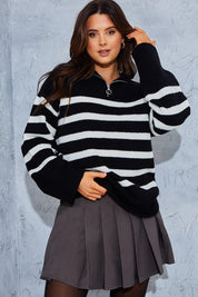 Stripe Knit Half Zip Jumper