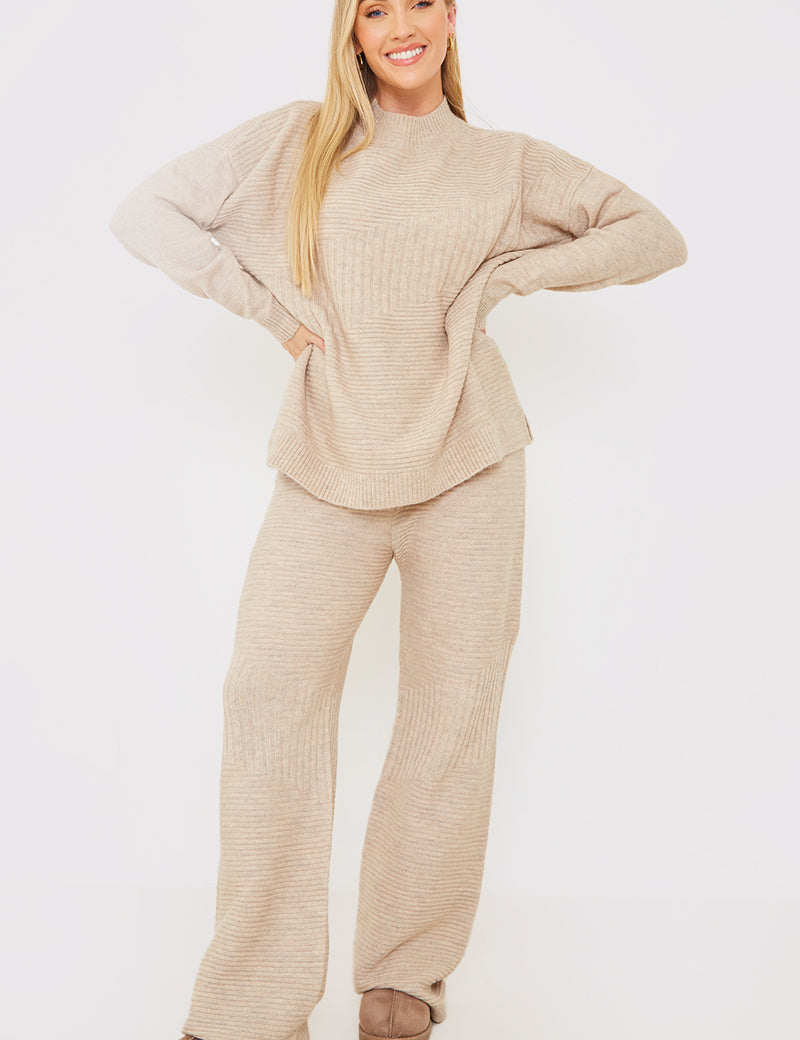 Recycled Contrast Rib Co Ord Knitted Jumper Dress