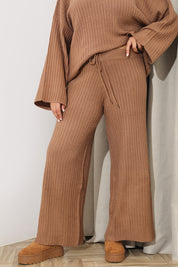 Ribbed Wide Leg Knitted Co-Ord Trouser