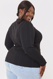 Polo Button Detail Rib Top