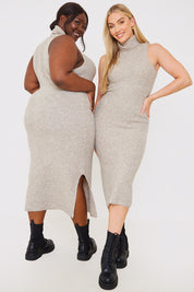 Recycled Roll Neck Midaxi Co Ord Knitted Dress