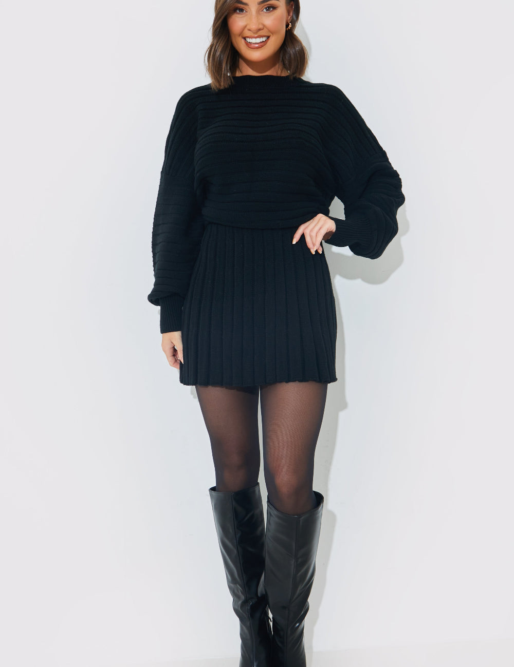 Pleated Knitted Dress