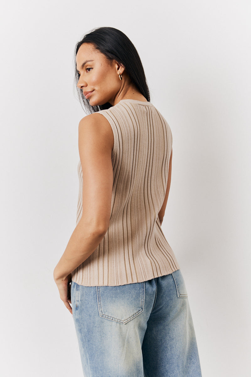 Oatmeal Knitted Waistcoat