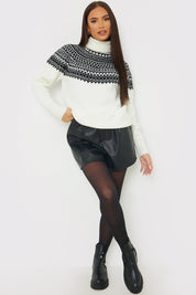 Fairisle Roll Neck Longline Knit Jumper