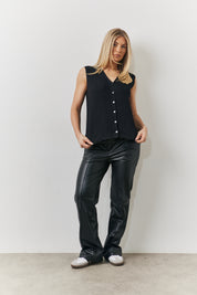 Rib Knit Button Up Co Ord Waistcoat