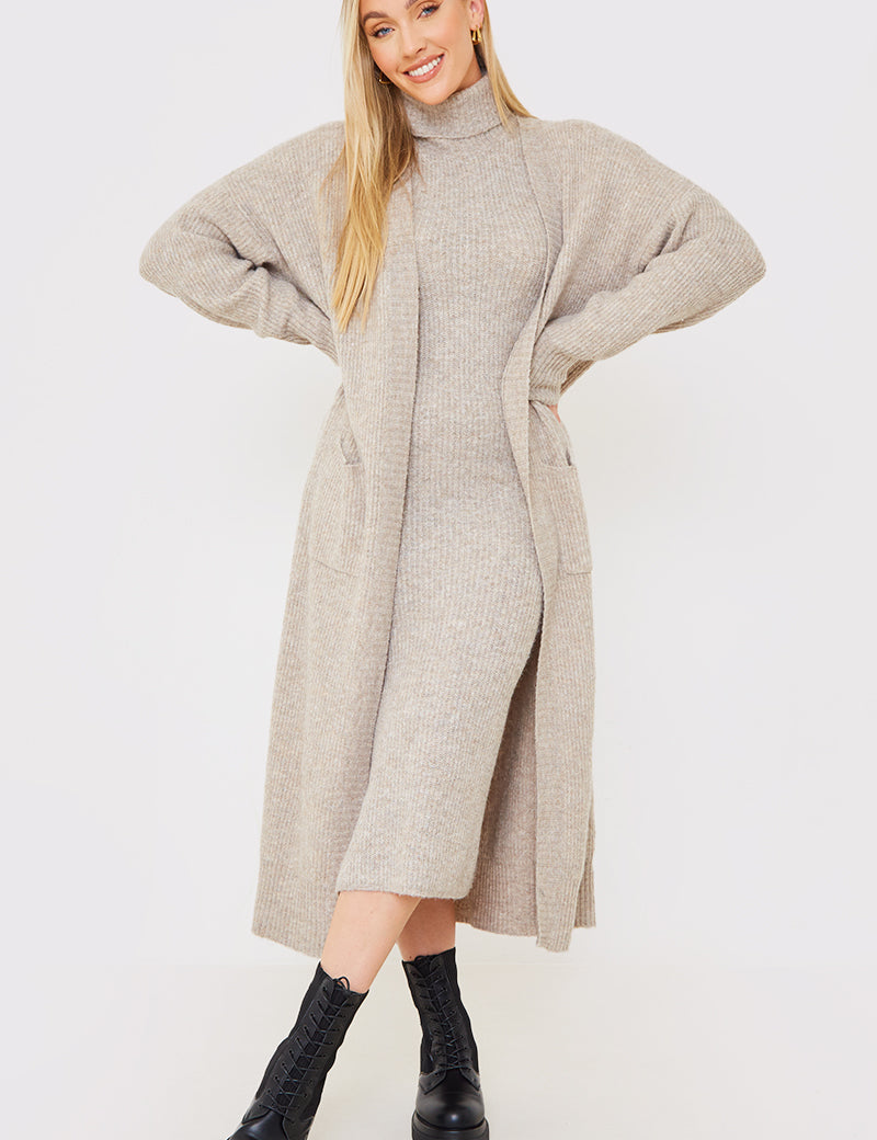 Recycled Knitted Co-Ord Maxi Cardigan