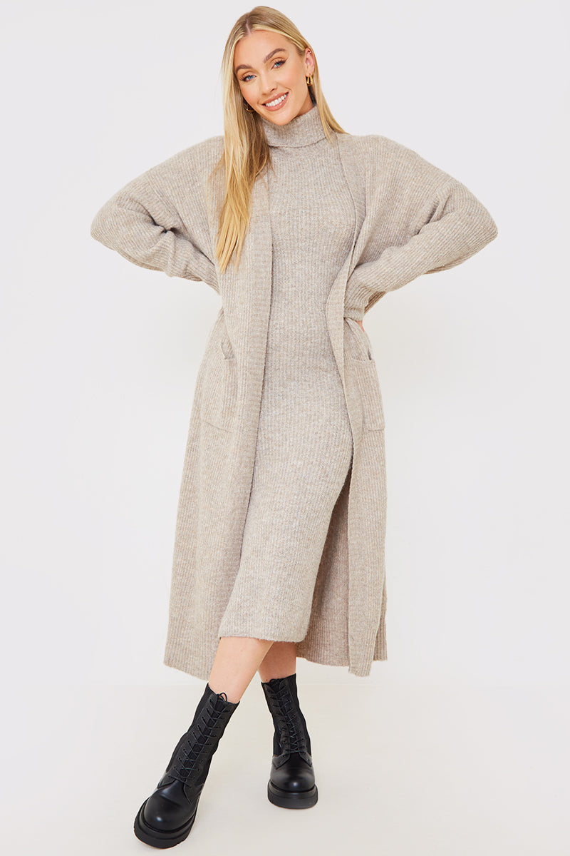 Recycled Knitted Co-Ord Maxi Cardigan