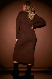 Knit Ribbed Belted Midaxi Dress