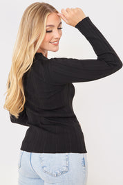 Polo Button Detail Rib Top