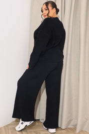 Ribbed Wide Leg Knitted Co-Ord Trouser