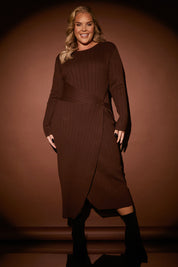 Knit Ribbed Belted Midaxi Dress