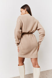 Black High Neck Knitted Jumper Dress