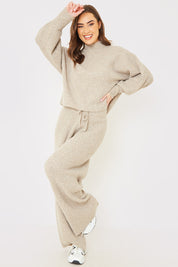 Rib Detail High Neck Co Ord Knitted Jumper