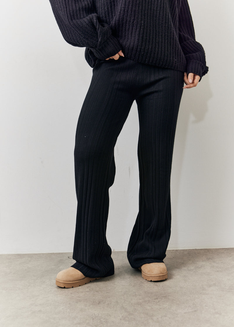 Rib Knit Wide Leg Co Ord Trouser