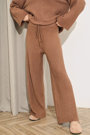 Ribbed Wide Leg Knitted Co-Ord Trouser