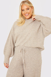 Rib Detail High Neck Co Ord Knitted Jumper