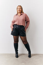 Collared Rib Knit Top	