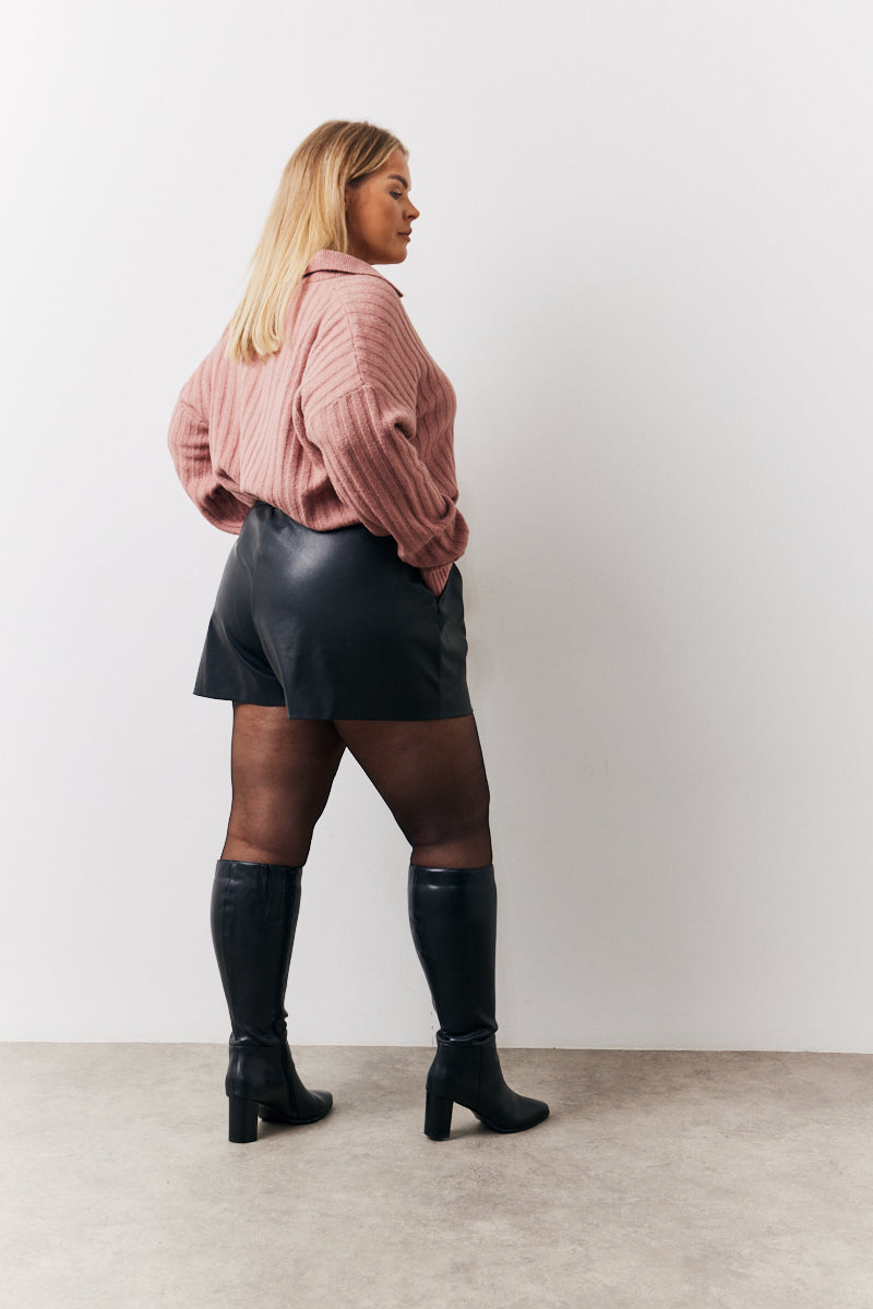 Collared Rib Knit Top	