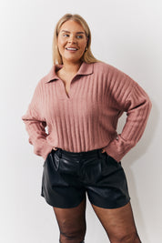 Collared Rib Knit Top	