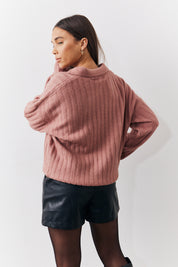 Collared Rib Knit Top	