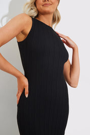 Recycled Knitted Rib Racer Neck Maxi Dress