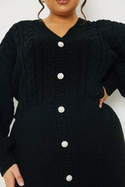 Button Up Knit Mini Dress