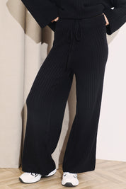 Ribbed Wide Leg Knitted Co-Ord Trouser