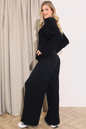 Ribbed Wide Leg Knitted Co-Ord Trouser