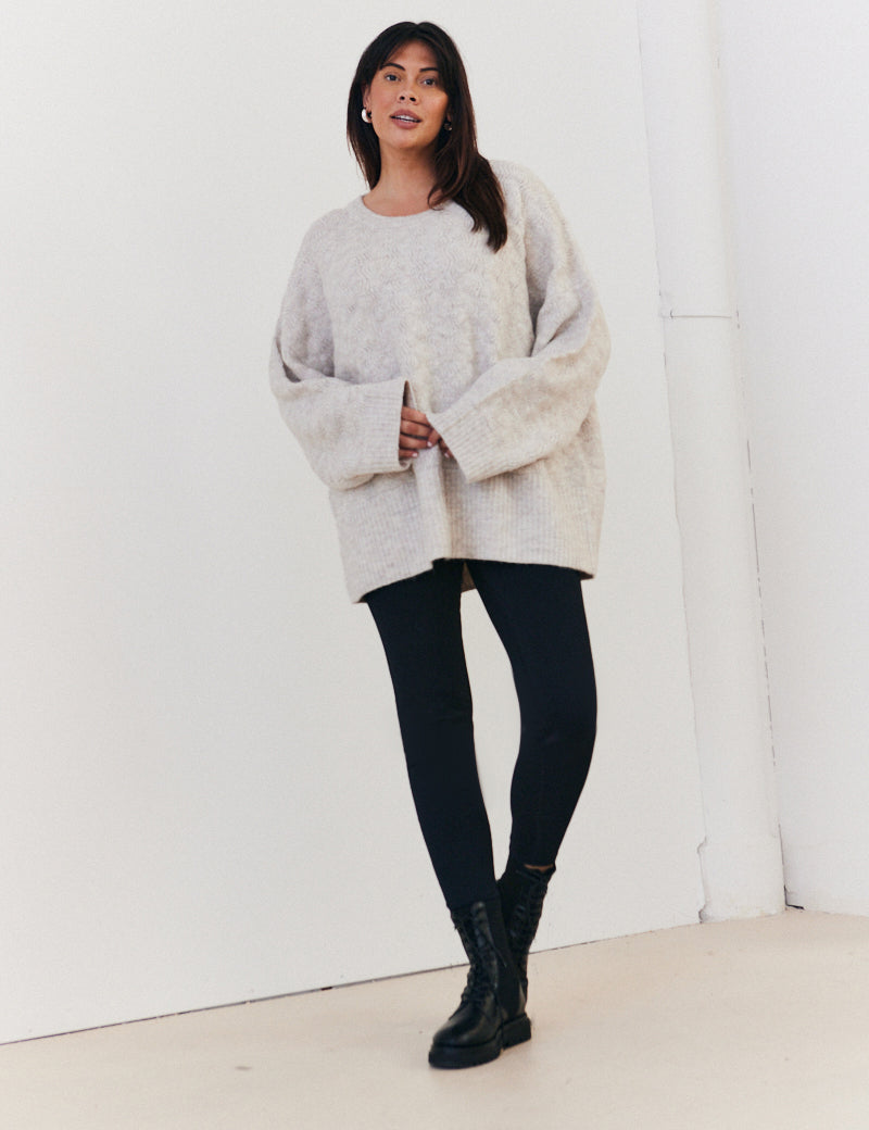 Recycled Interest Yarn Crew Neck Knit Jumper