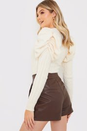 Cable Knit Puff Long Sleeve Bodysuit