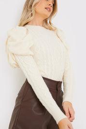 Cable Knit Puff Long Sleeve Bodysuit