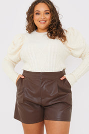 Cable Knit Puff Long Sleeve Bodysuit