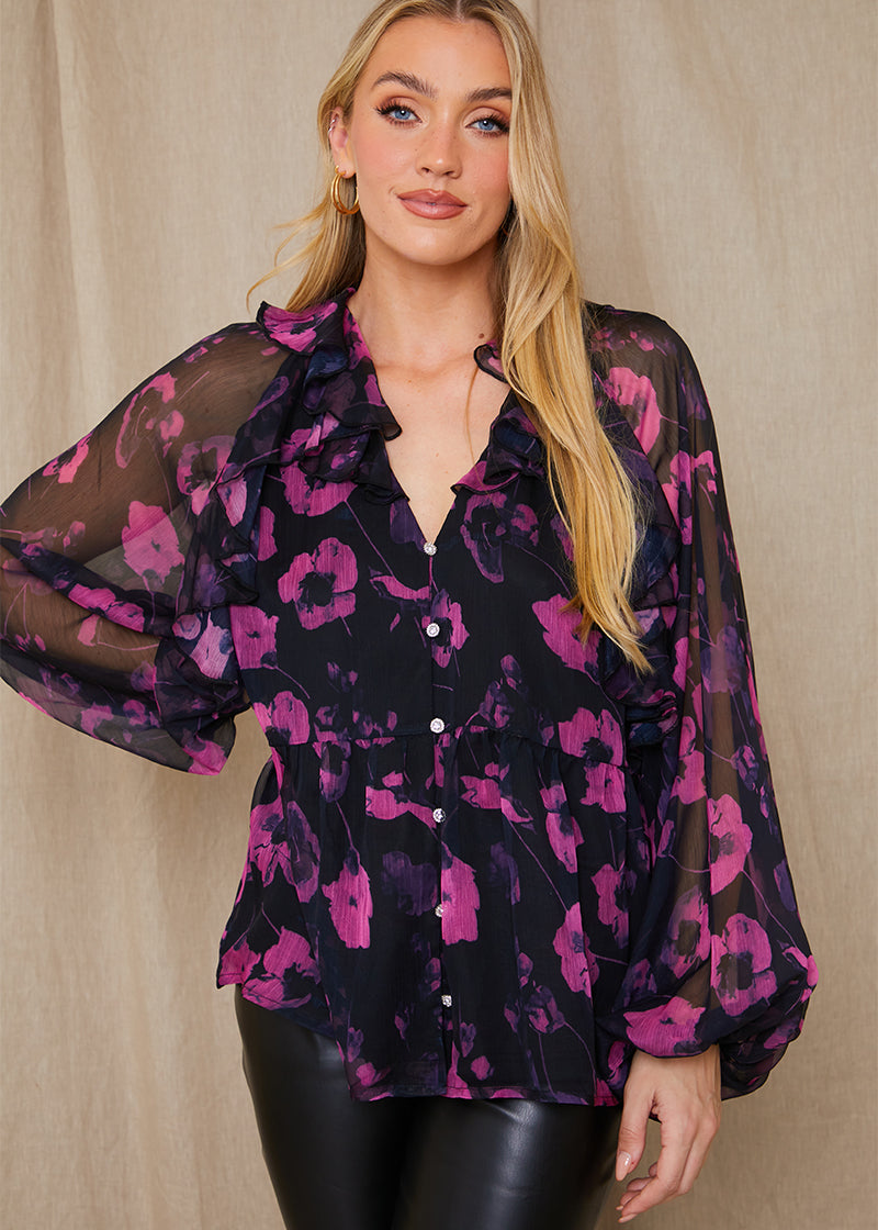 Ruffle Puff Sleeve Blouse