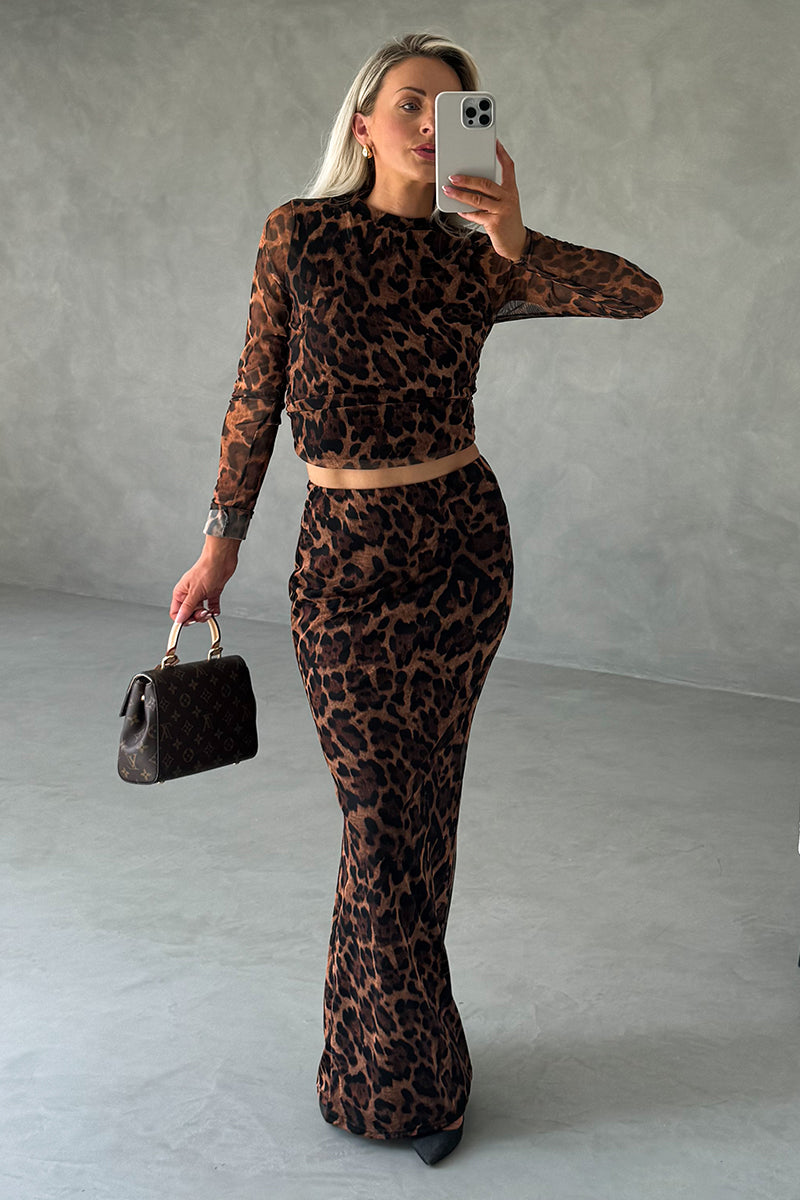 Leopard Mesh Maxi Skirt – InTheStyle