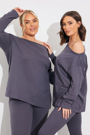 Off The Shoulder Long Sleeve T Shirt And Legging Set