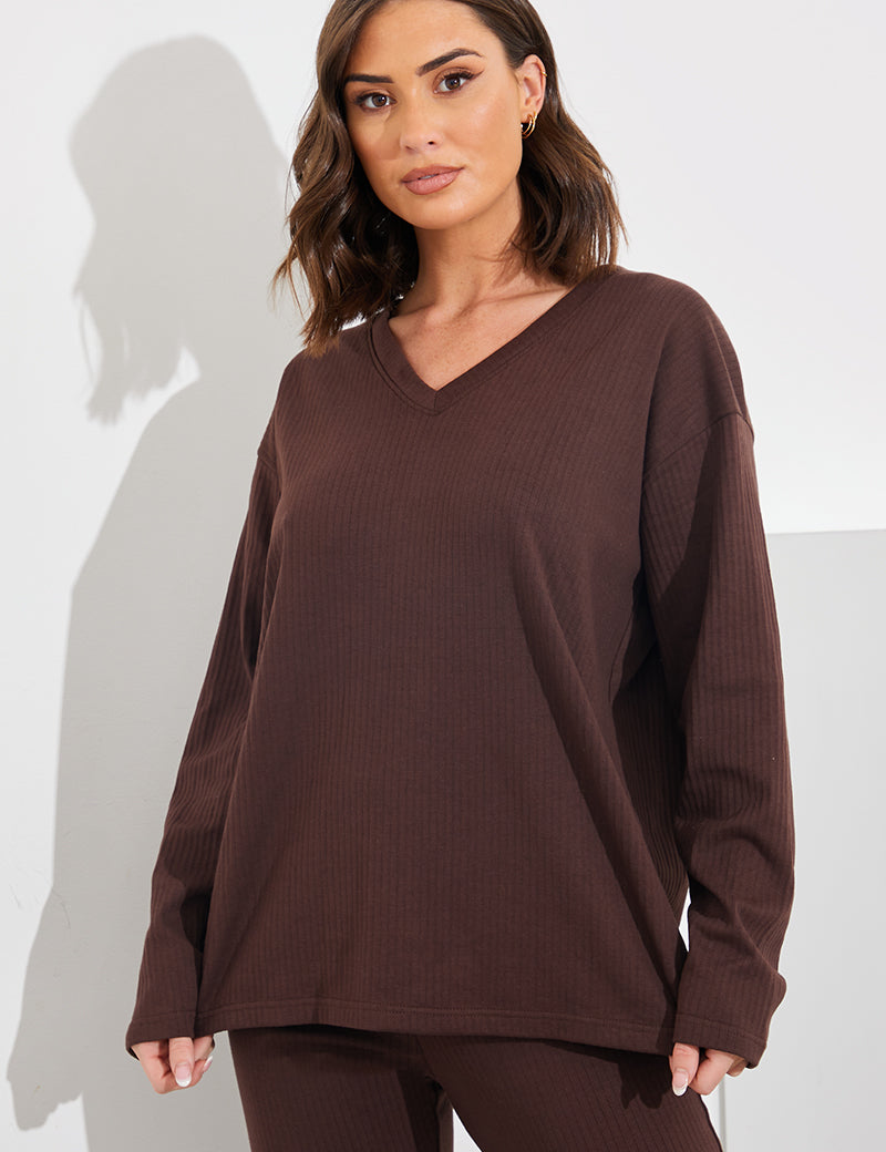 V Neck T Shirt And Wide Leg Trouser Set