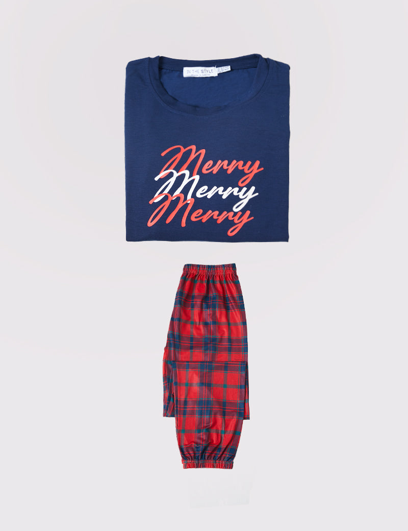 Kids 'Merry' Tartan Print Matching Family PJ Set