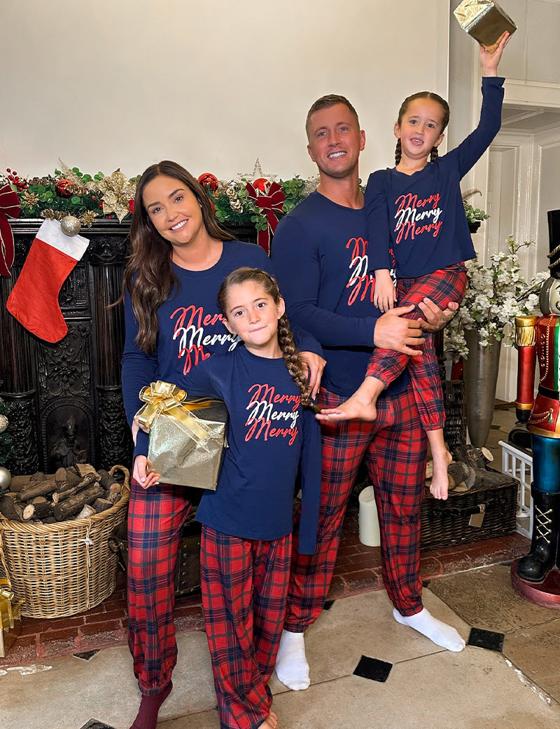 Kids 'Merry' Tartan Print Matching Family PJ Set
