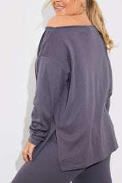 Off The Shoulder Long Sleeve T Shirt And Legging Set