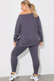 Off The Shoulder Long Sleeve T Shirt And Legging Set