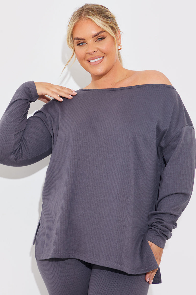 Off The Shoulder Long Sleeve T Shirt And Legging Set