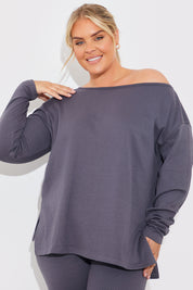 Off The Shoulder Long Sleeve T Shirt And Legging Set