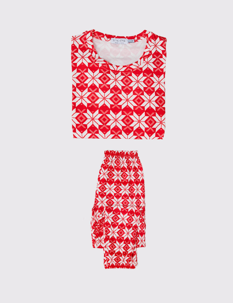 Kids Snowflake Print Jersey Matching Family PJ Set