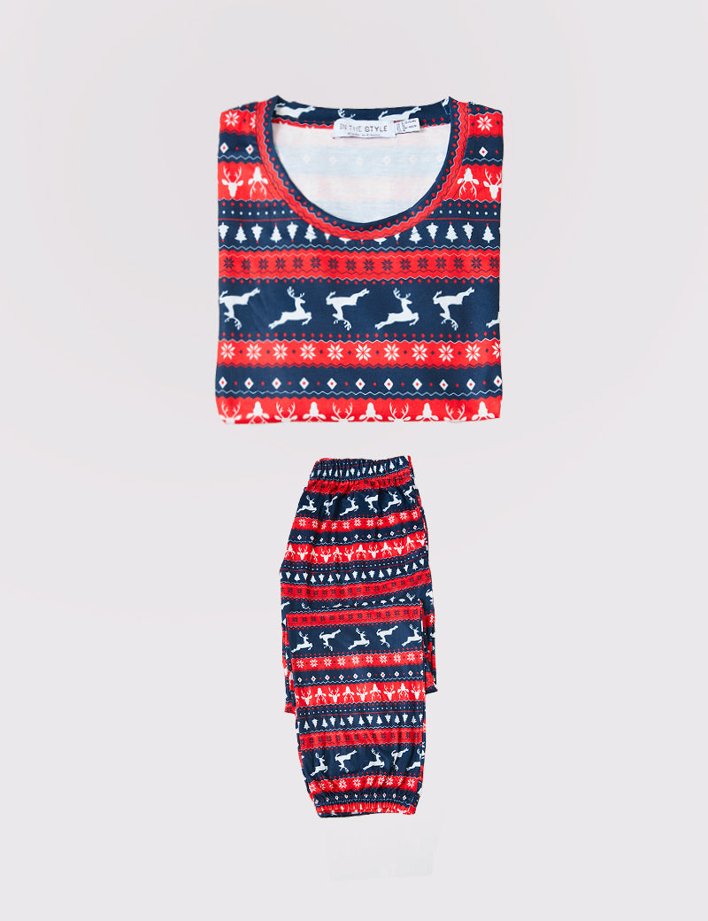 Kids Reindeer Stripe Fairisle Matching Family PJ Set