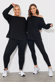 Off The Shoulder Long Sleeve T Shirt And Legging Set