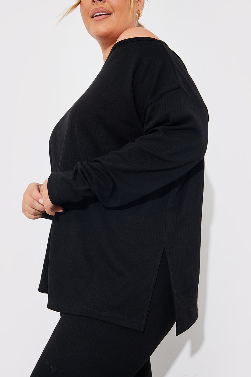 Off The Shoulder Long Sleeve T Shirt And Legging Set
