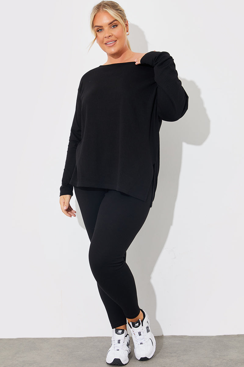 Off The Shoulder Long Sleeve T Shirt And Legging Set