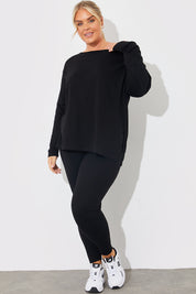 Off The Shoulder Long Sleeve T Shirt And Legging Set