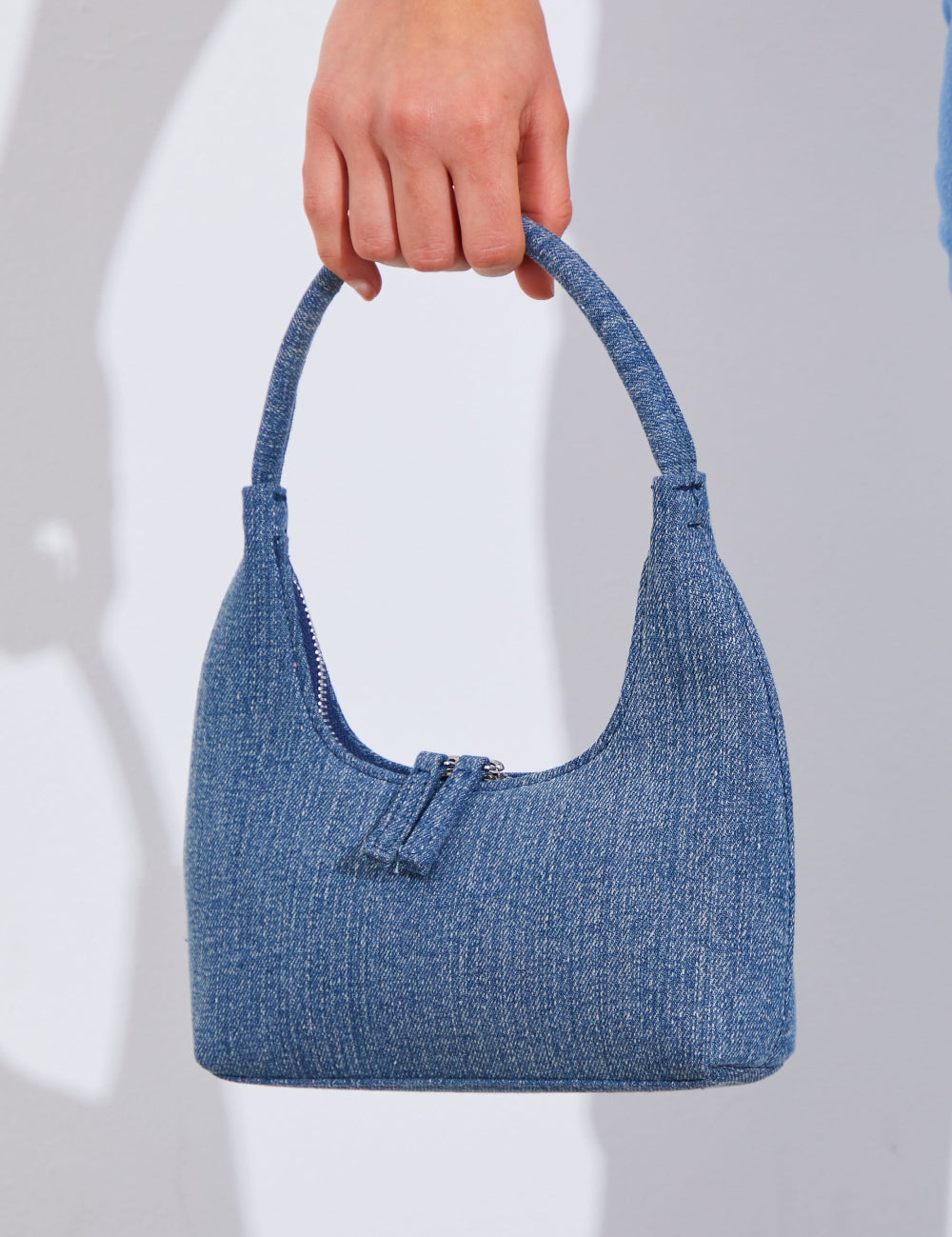 Denim Look Round Handle Grab Bag